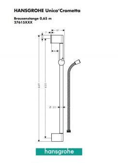 Штанга для душу Hansgrohe Crometta Unica 65 см зі шлангом 27615000: 2