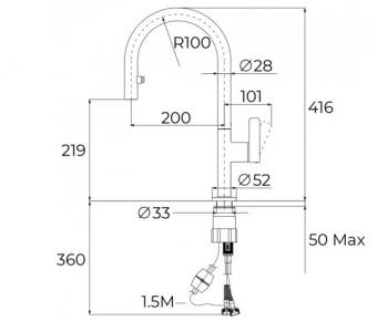 Змішувач для мийки TEKA OVAL 9382 Black 116020016: 2