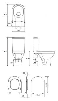 Унітаз компакт CERSANIT ZIP 781 SIMPLEON 011 з сидінням SLIM K121-012: 2