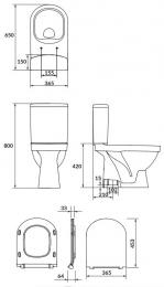 Унітаз компакт CERSANIT ZIP 785 SIMPLEON 021 ниж/верт з сидінням SLIM K121-015: 5