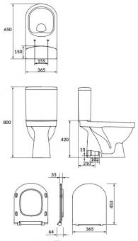 Унітаз компакт CERSANIT ZIP 785 SIMPLEON 021 ниж/верт з сидінням SLIM K121-015: 5