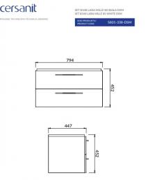 Шафка підвісна CERSANIT Lara 80 + раковина Mille Slim S801-361: 2