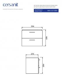 Шафка підвісна CERSANIT B386 Lara 60 + раковина Mille SLIM S801-358: 2