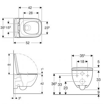 Підвісний унітаз Geberit MODO Square з сид. soft close 502.827.00.1: 2