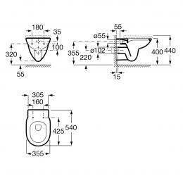 Підвісний унітаз ROCA DEBBA Rimless з сидінням Slim soft-close A34H992000: 2