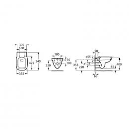 Підвісний унітаз ROCA DEBBA Rimless з сидінням Slim soft-close A34H993000: 2