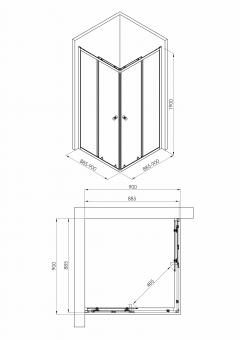 Душова кабіна Volle CADIZ 90-C 90x90x190см, квадратна 1039.124501: 3