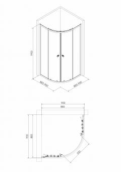 Душова кабіна Volle CADIZ 90-R 90x90x190см, напівкругла 1039.114501: 4