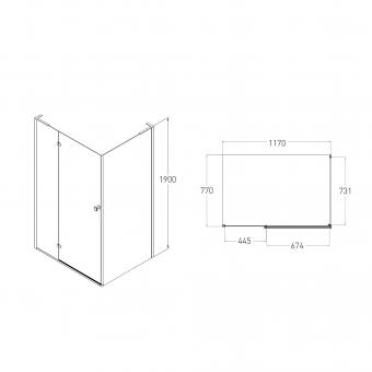 Душова кабіна Volle BENITA Left120x80x190см 1017.134600L: 2