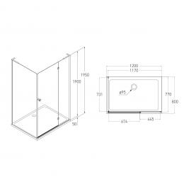 Душова кабіна Volle BENITA Right 120x80x190см 1017.134600R: 2