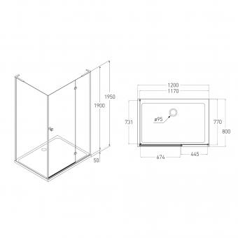 Душова кабіна Volle BENITA Right 120x80x190см 1017.134600R: 2