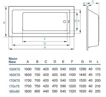 Ванна акрилова KOLLERPOOL Neon Light 150х70: 2