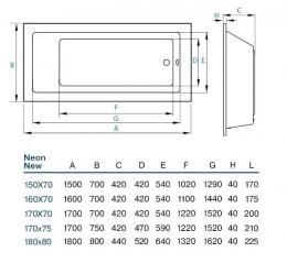 Ванна акрилова KOLLERPOOL Neon Light 170х70: 2