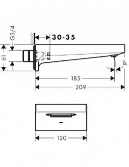 Вилив для ванни HANSGROHE METRIS 32543670: 2