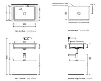 Умивальник FLAMINIA Miniwash 60 MW60SP: 2