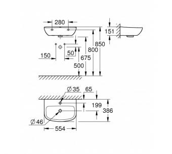 Умивальник GROHE Euro Ceramic 550x515 39440000: 2