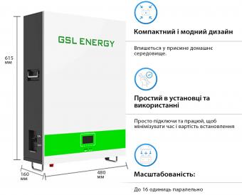 Акумуляторна батарея GSL 51.2v 100AH 5.12kwh lifepo4 (GSL051100AB-GBP2): 5