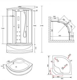 Гідромасажний бокс KO&PO 1000х1000х2150 470 MATT J (90) C15131: 3