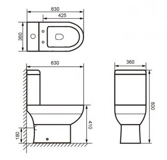 Унітаз компакт Imprese MALSE rimless безободковий, з сидінням slow-closing, білий c06204503: 2