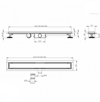 Трап для душу з решіткою IMPRESE i-FLOW SS 700 мм чорний d44700SB07: 2