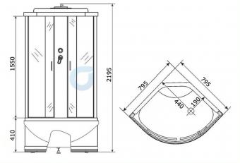 Гідромасажний бокс KO&PO 800x800x2100 470 G (80) С10089: 3