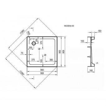 Піддон RAVAK MODENA 90 ST XAU0000011: 3