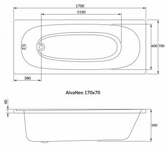 Ванна акрилова VOLLE AIVA NEO 170х70 1229.001770: 2