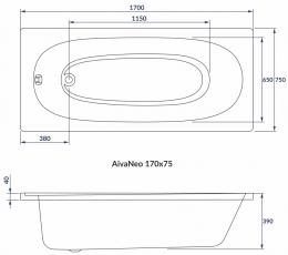 Ванна акрилова VOLLE AIVA NEO 170х75 1229.001775: 2