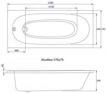 Ванна акрилова VOLLE AIVA NEO 170х75 1229.001775: 2