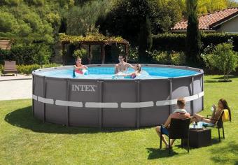 Басейн каркасний круглий Intex 26326, 488 x 122 см (5 700 л/год, драбина, тент, підстилка): 2