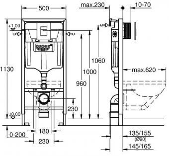 Інсталяція GROHE RAPID SL 38772SH0 4-1 квадратна кнопка: 2