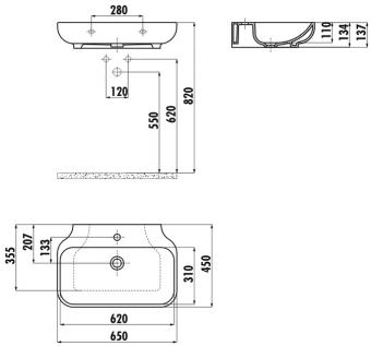 Умивальник CREAVIT Free FE065.00000 45х65: 2
