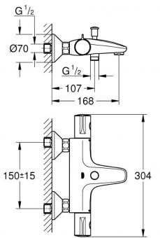 Термостат для ванни GROHE Grohtherm 800 34830000: 2