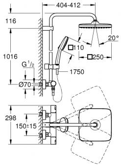 Душова система GROHE Vitalio Comfort 250 26696001: 5