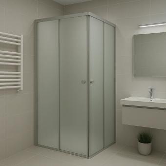 Душова кабіна без піддона KO&PO 800х800х1930 профіль сатин, матове скло 7006 (80) C14790: 2