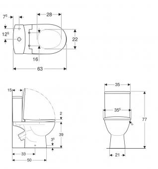 Унітаз компакт KOLO STATUS косий. 3/6 нижн. підведення+сидіння поліпропілен 2397050UA: 3