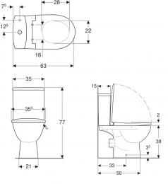 Унітаз компакт KOLO STATUS гор. 3/6 нижн. підведення+сидіння поліпропілен 2397250UA: 3