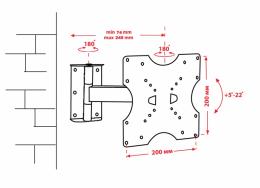 Кронштейн Квадо К-41 Black (1 поворотний вузол + нахил): 3