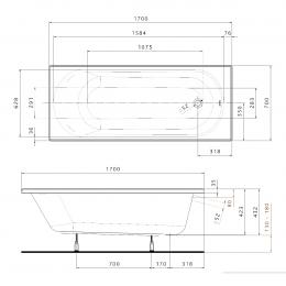 Ванна акрилова KOLO OPAL PLUS 170x70 XWP137000N: 2