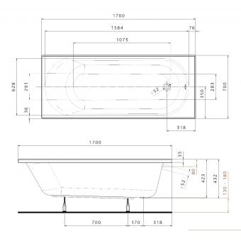 Ванна акрилова KOLO OPAL PLUS 170x70 XWP137000N: 2