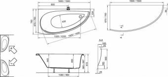 Ванна акрилова RAVAK AVOCADO 160x75 ліва CQ01000000: 2